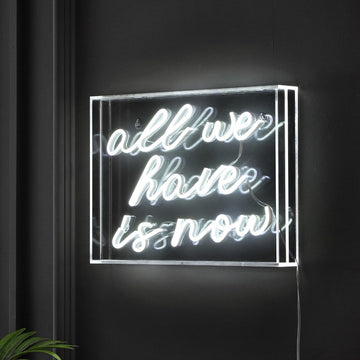All We Have Is Now Contemporary Glam Acrylic Box USB Operated LED Neon Light - JONATHAN Y